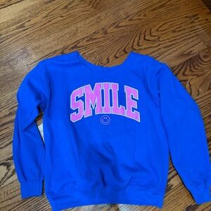 Blue SMILE Graphic Sweatshirt